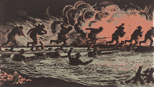 人-桥（版画）20.5x36cm-1948年-古-元