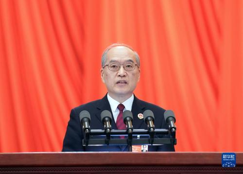 3月8日，十三届全国人大五次会议在北京人民大会堂举行第二次全体会议。最高人民检察院检察长张军作最高人民检察院工作报告。新华社记者 申宏 摄