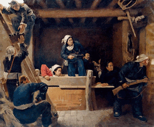 地道战（油画）140×170cm-1951年--罗工柳--中国国家博物馆藏