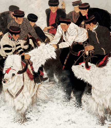 雪域欢歌（国画）220×190cm-2019年-孙震生