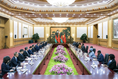 9月3日上午，国家主席习近平在北京人民大会堂会见来华出席中非合作论坛北京峰会的马拉维总统查克维拉。 新华社记者 翟健岚 摄