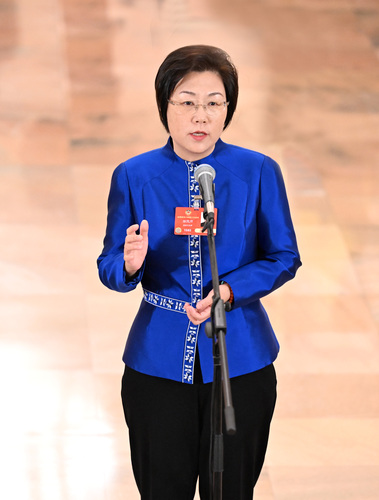 图为全国政协委员徐凤芹接受媒体采访。(6632561)-20250308101100